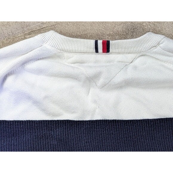 Tommy Hilfiger Sweater Women SZ S White Red Blue Striped Pullover Logo Crew Neck - Picture 5 of 10